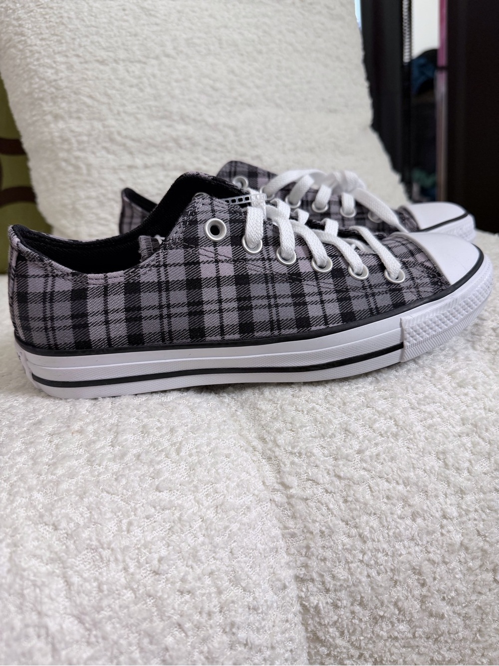 Converse Women's Low-Top Plaid Canvas Sneakers - Black & White